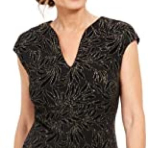 connected apparel Dresses & Skirts - CONNECTED APPAREL Black/Gold Cap Sleeve Dress